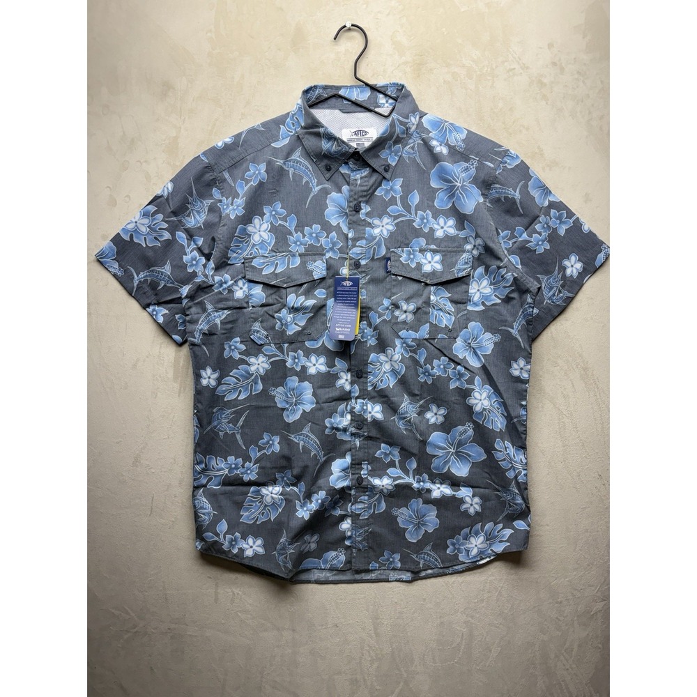 AFTCO Shirt Men's Large NWT Boatbar Tech Vented Short Sleeve Button Up Fishing